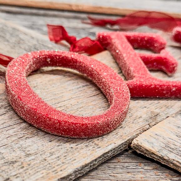 Pottery Barn NOEL Merlot Sugar Coated Christmas Letter Ornaments, Original Box - Picture 2 of 10